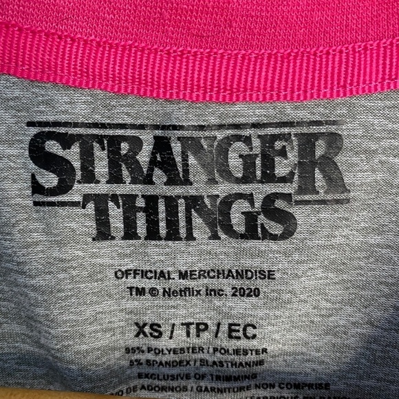 Stranger Things Heather Gray with Pink Accents Women's T-shirt Size XS - Picture 2 of 8
